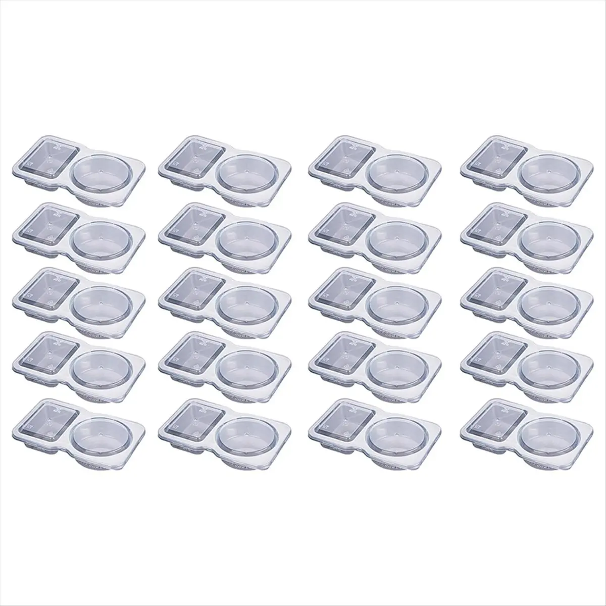 A44U Double Compartment Condiment Container, Double Compartment Snack Container for Take-Away Sauces, Travel Snacks