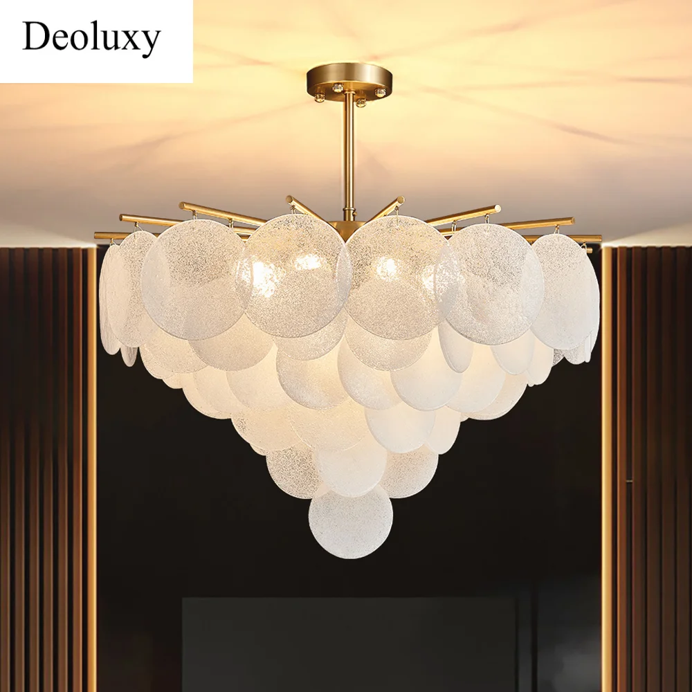 

DEOLUXY White Glass Chandelier For Living Room Creative Design Bedroom Modern LED Light Fixture Luxury Home Decor Gold Lamps