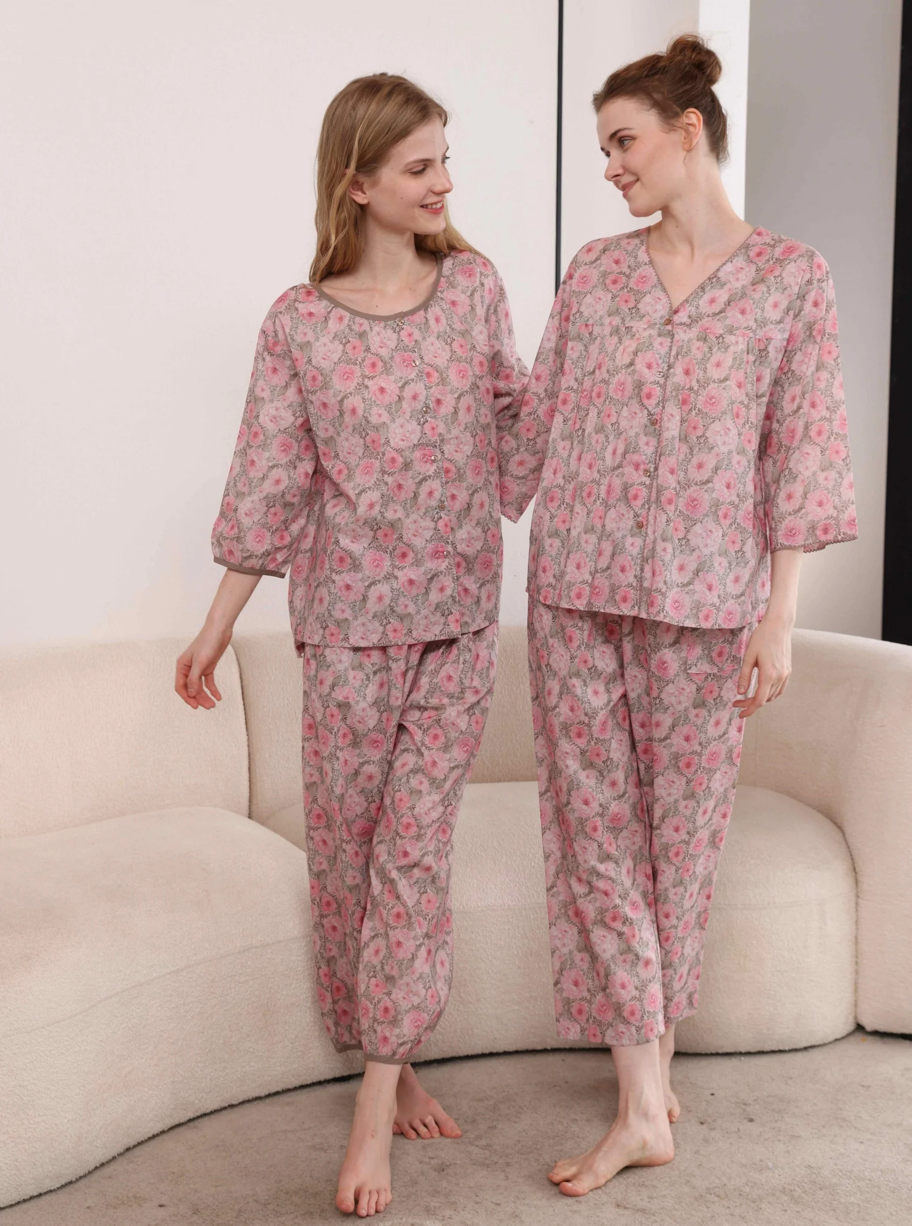 cson-de-aodon-puro-con-cuello-en-v-ropa-de-dormir-comoda-estampado-floral-de-siete-mangas-e-ropa-de-casa-para