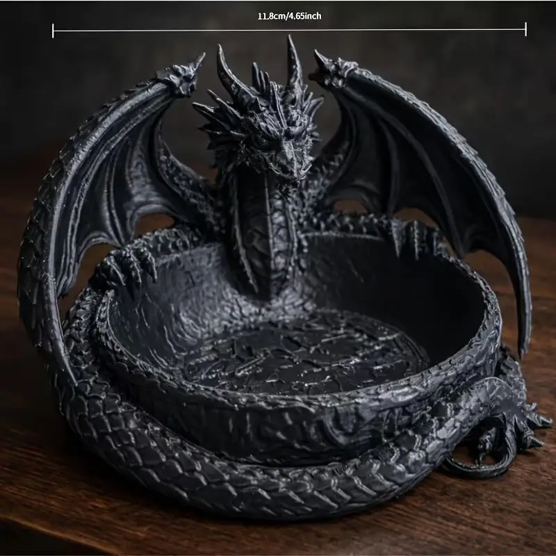 Drachenförmiges Aufbewahrungstablett, Neues 3D-Kunststoff-Tablett im Gothic-Fantasy-Stil, Kristall-Display-Tablett, Schreibtisch-Dekoration, Schmuck-Organizer – Detail 3