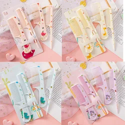 2Pcs/Set Cute Kids Hairdressing Comb Anti-static Pointed Tail Comb for Girls Whale Dinosaur Giraffe Unicorn Hair Comb Kids