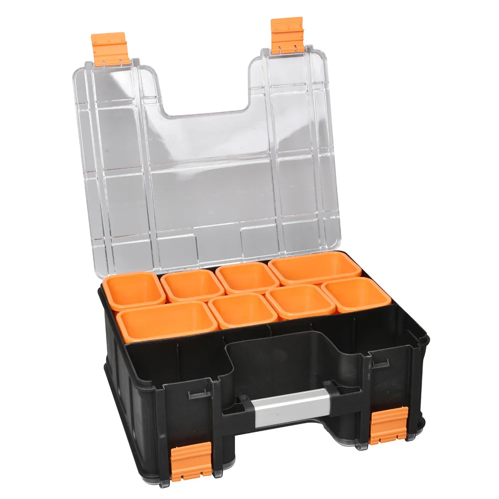 Double-side Parts Toolbox Portable Parts Box Screw Storage Box Hardware Tool Case Multi-grid Bolt Organizer Box Parts Storage