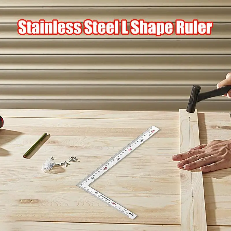 ไม้บรรทัดกรอบสี่เหลี่ยมแบบกรอบสี่เหลี่ยมไม้บรรทัดสี่เหลี่ยมรูปตัว L สำหรับกรอบประตูหน้าต่างป้องกันสนิมไม้ฉากขวา