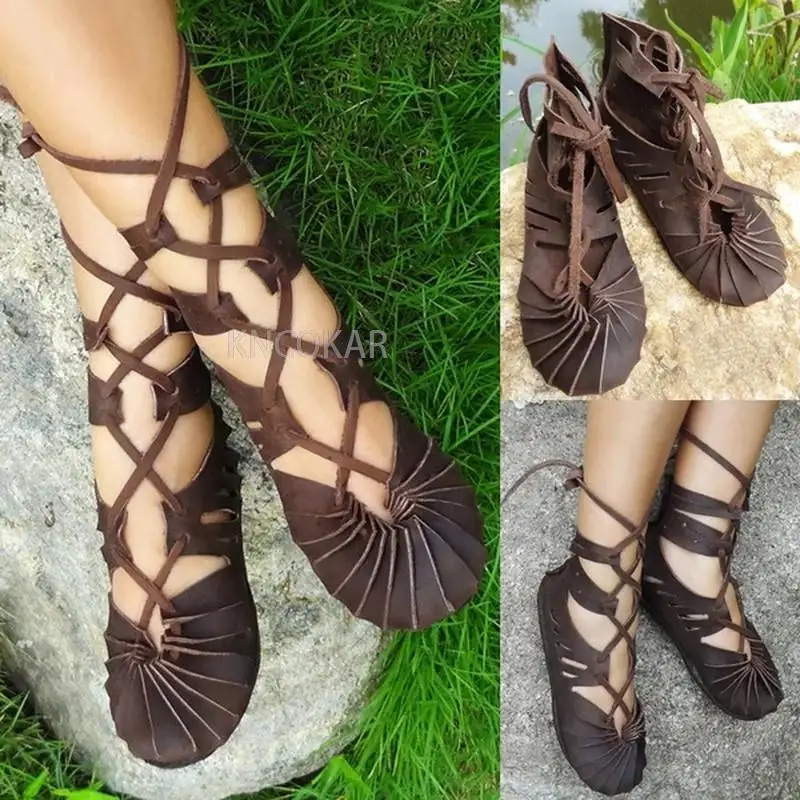 Płaskie sandały na lato dla kobiet buty 2022 okrągłe Toe kostki pasek buty damskie drążą dorywczo styl romański kobieta sandały