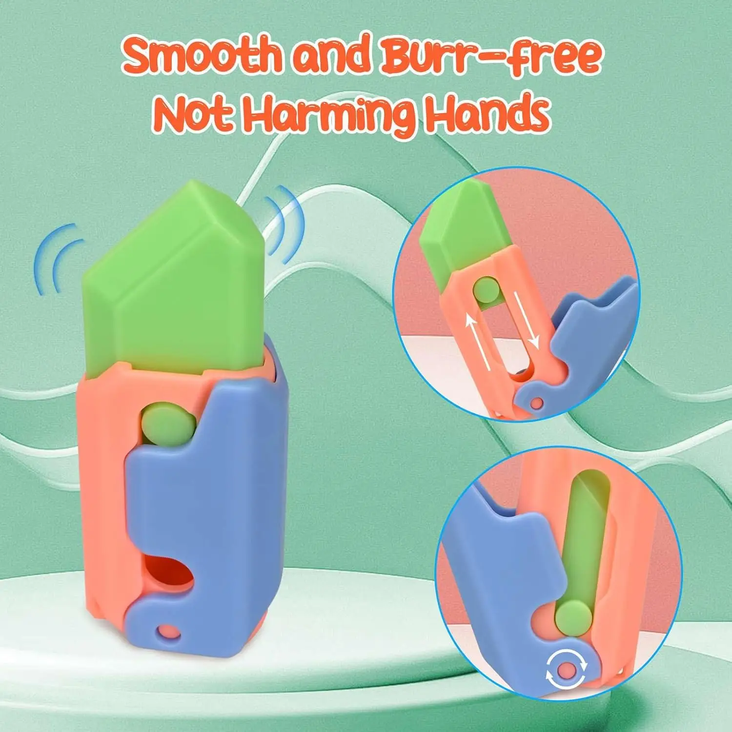 피젯 토이 3D 프린팅 중력 당근 나이프, 성인 및 어린이를 위한 감각 선물, ADHD 자폐증을 위한 불안 스트레스 해소 2개 발광