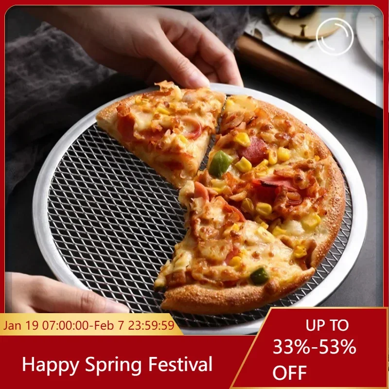 Aluminum Pizza Baking Pan Mesh Reusable Non-stick Baking Tray Pastry Tray Household Bakeware Kitchen Gadgets 6/8/10/12/14 Inch