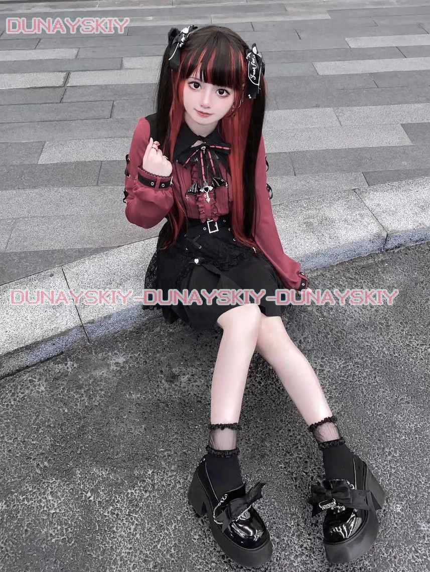 Kawaii النساء القمصان Jirai Kei لوليتا Y2K لطيف النمط الياباني بلوزة أنيقة طويلة الأكمام الحلو القمم قميص الجمالية غير رسمية