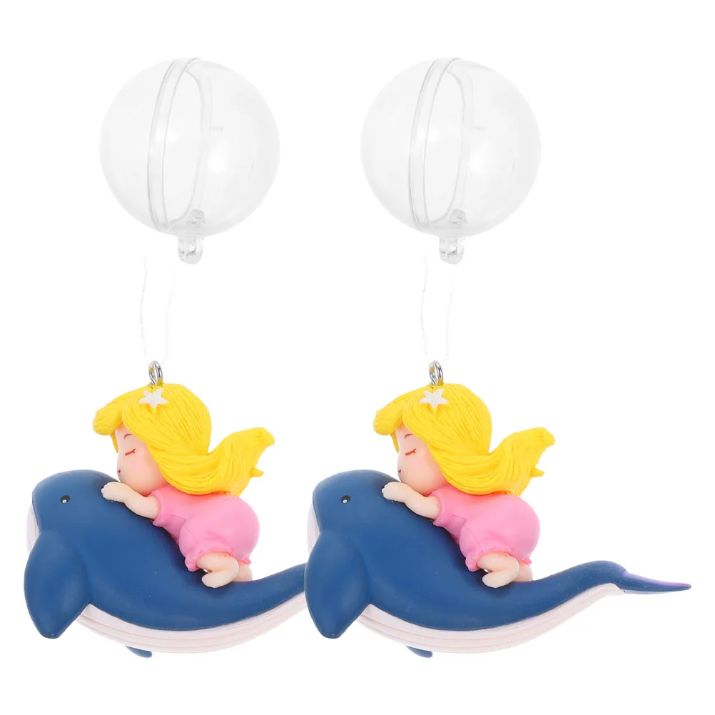 

2pcs Riding Whale Girl naments Floating Diver Fish Tank Statue Mini Bubbler Safe Water Quality Decorations Aquarium Accessories