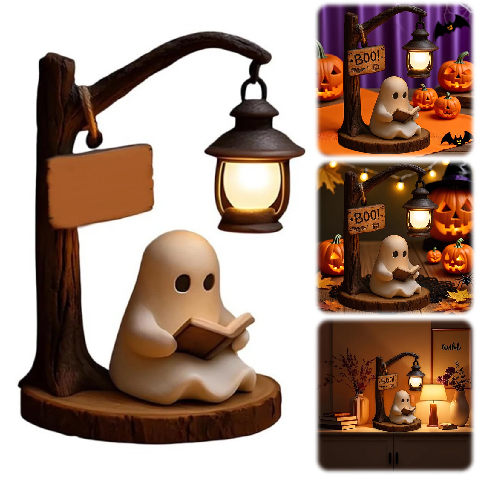 Luce notturna fantasma di Halloween Luce notturna da lettura fantasma in resina Lampada da lettura fantasma di Halloween Decorazioni di Halloween per interni