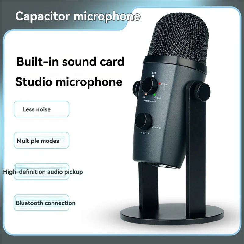AS95-Quick كتم USB بلوتوث مكثف ميكروفون التوصيل والتشغيل لاقط قلبي هيئة التصنيع العسكري لتسجيل البث البث