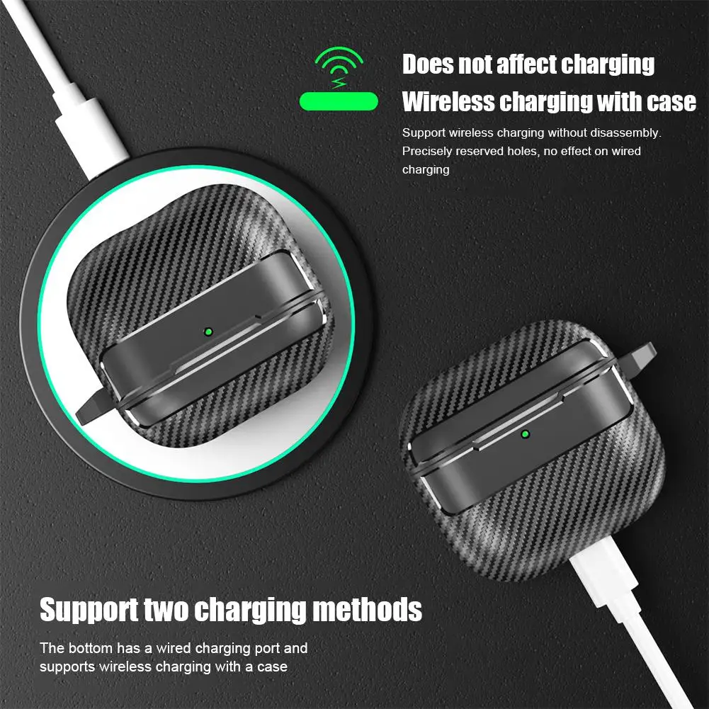 For AirPods 4 TPU Carbon Fiber Texture Case Bluetooth Earphones Carbon Fiber Pattern Covers Soft TPU Headphones Protective Case