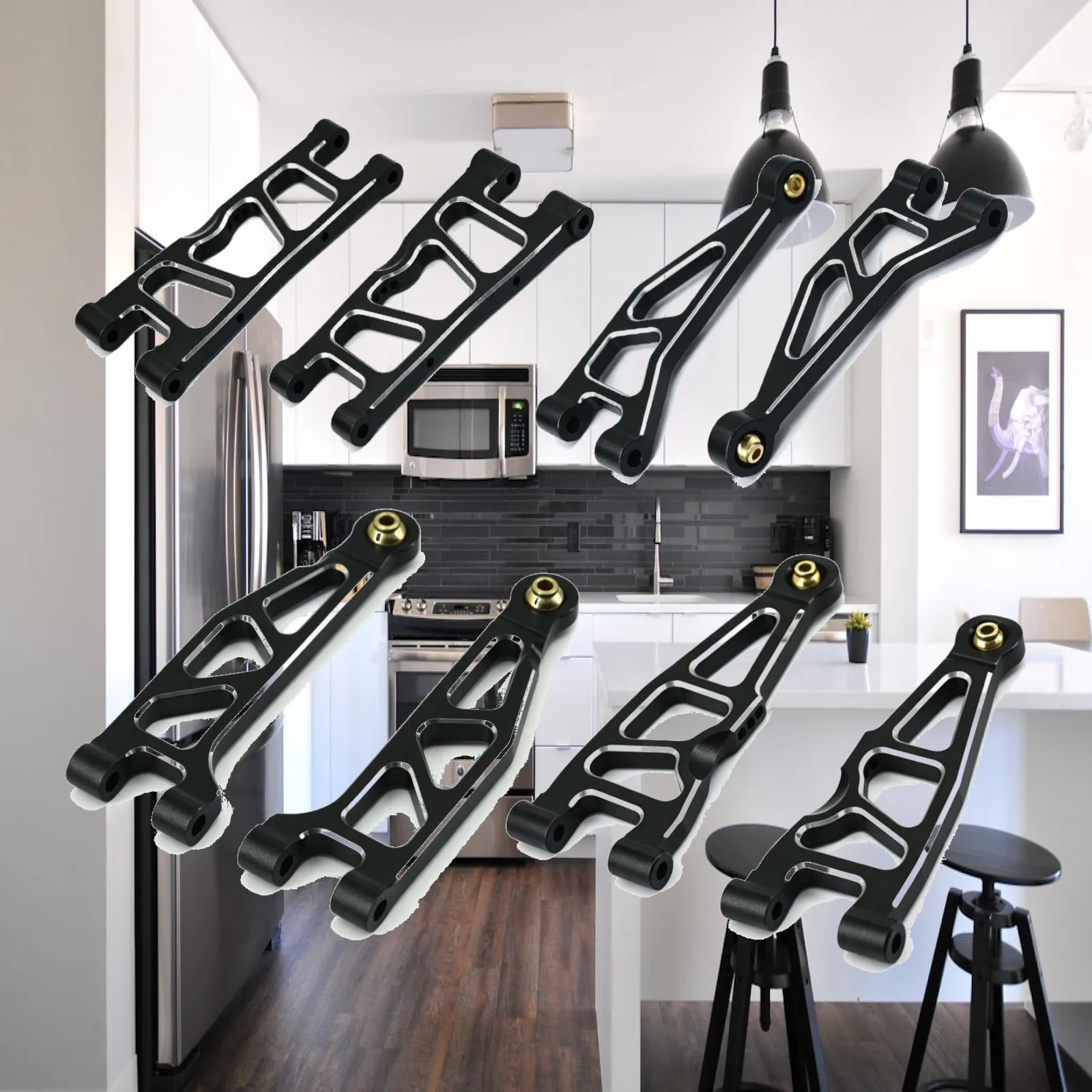 8 Pieces RC Damping Control Arms Machined RC Control Arms with Bushings Front Damping Arm Lightweight Parts Sturdy