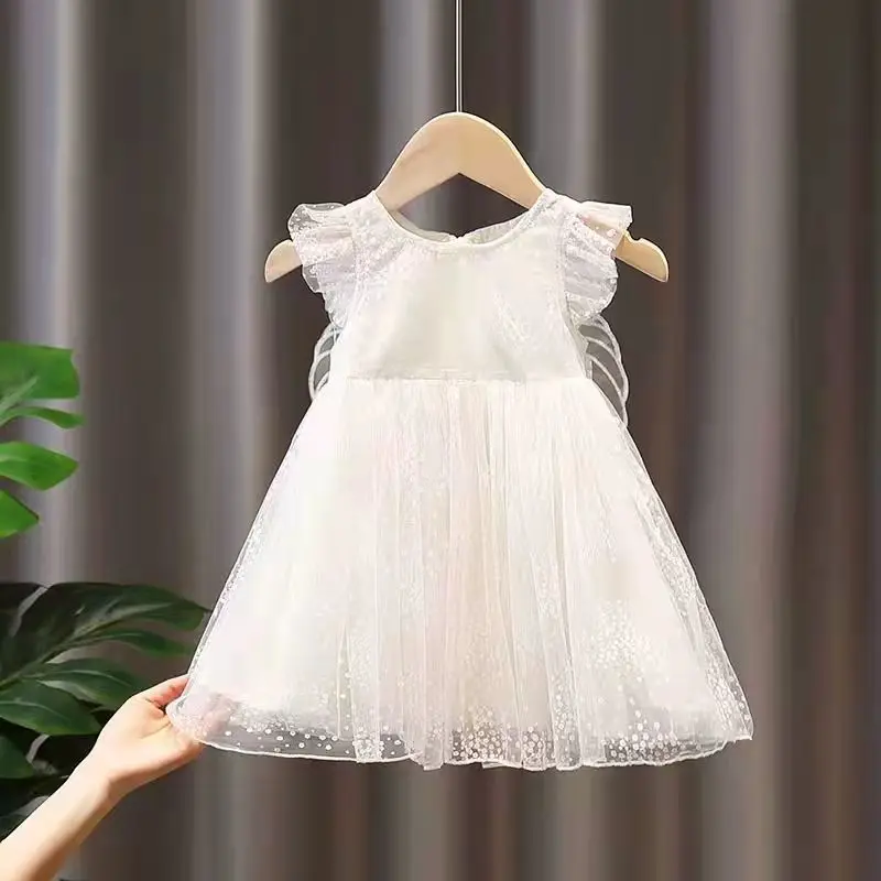 Baby Girls Dress Butterfly Wing Embroidered Flower Dresses For Girls Little Princess Dress Birthday Party 1-7 Years Kids Clothes