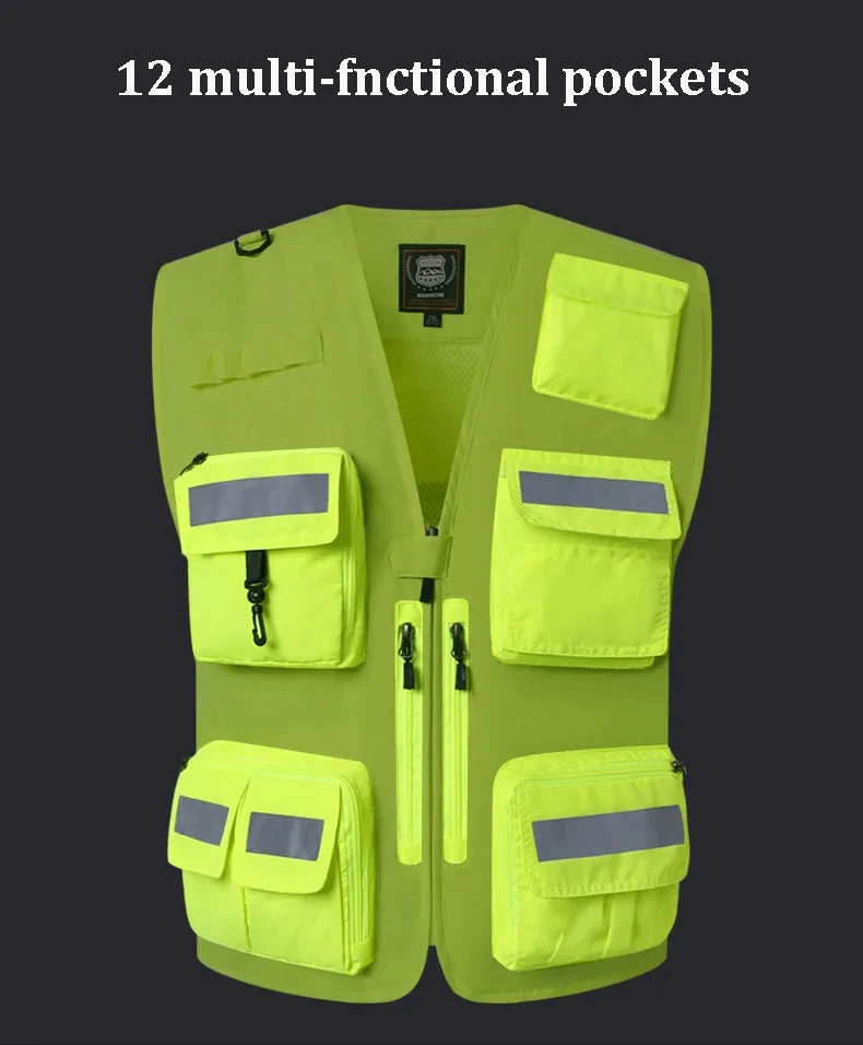 Chaleco de seguridad reflectante para trabajar, chaleco de seguridad de alto grado, chaqueta de jinete, Motor reflectante, fluorescente de alta visibilidad