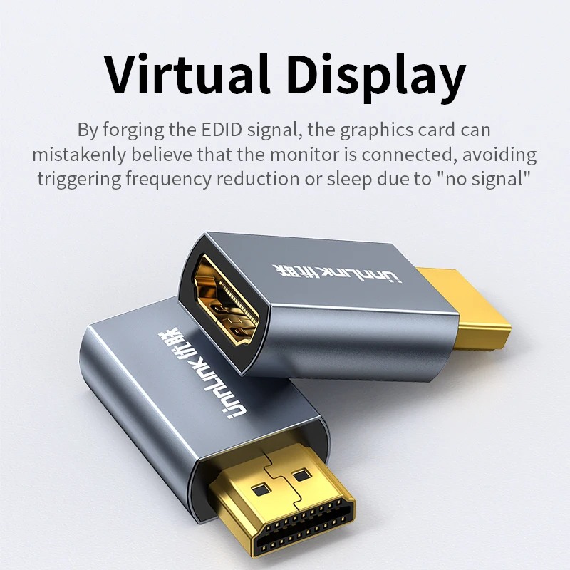 Unnlink HDMI Edid Emulator 4K 60Hz Work with Mac Thunderbolt to HDMI Switches/Extender/AV Receiver/Video Splitters