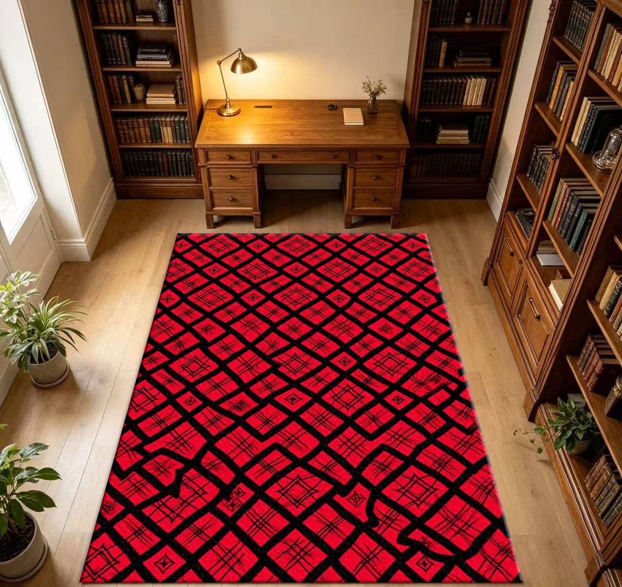 Fashion Red and Black Plaid Pattern Carpet Floor Decorations Home Decoration Living Room Carpet