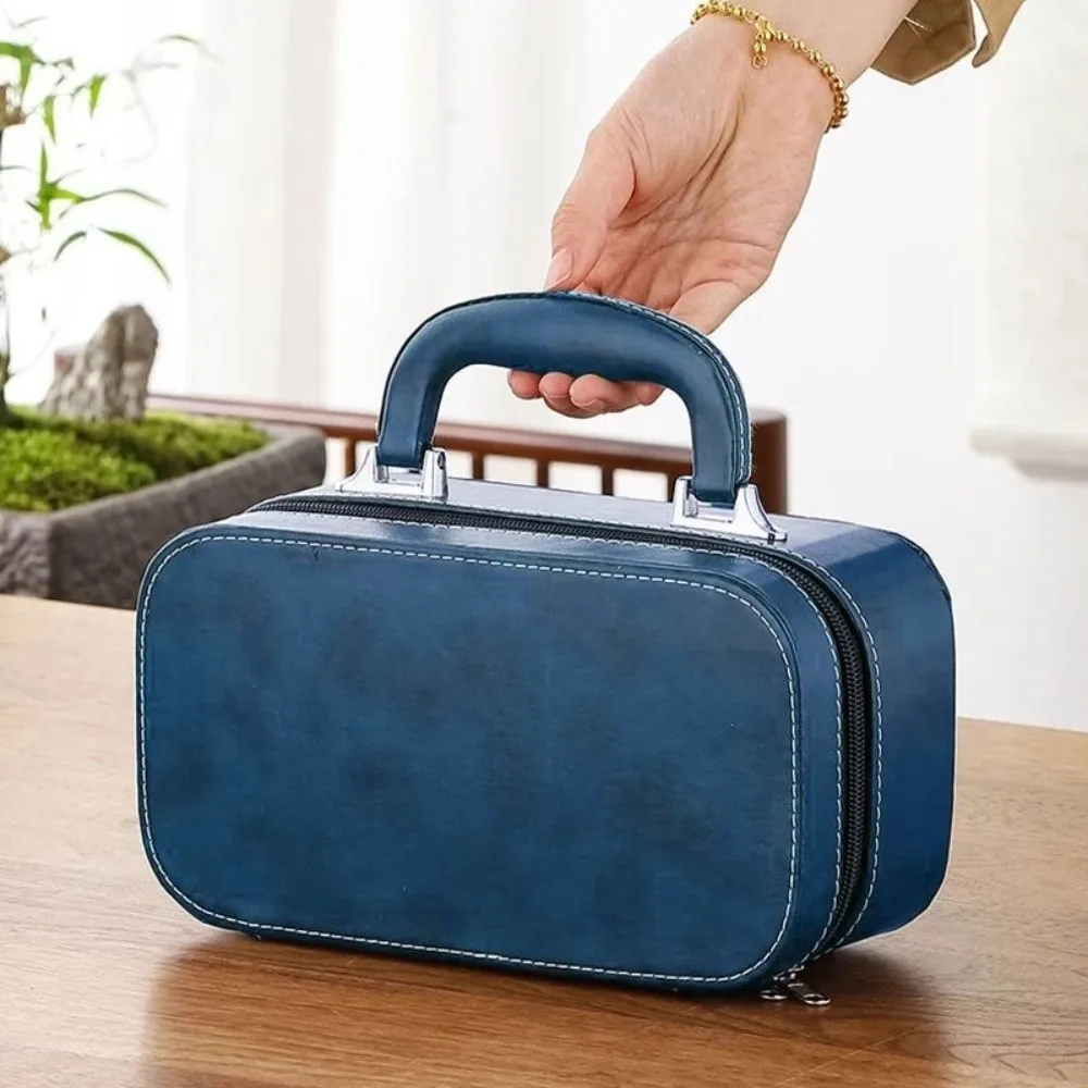 

Ceramic Travel Tea Set with Canister Chinese Style Tea Gift Set with Proctive Box Portable Porcelain Teaware Business Gift