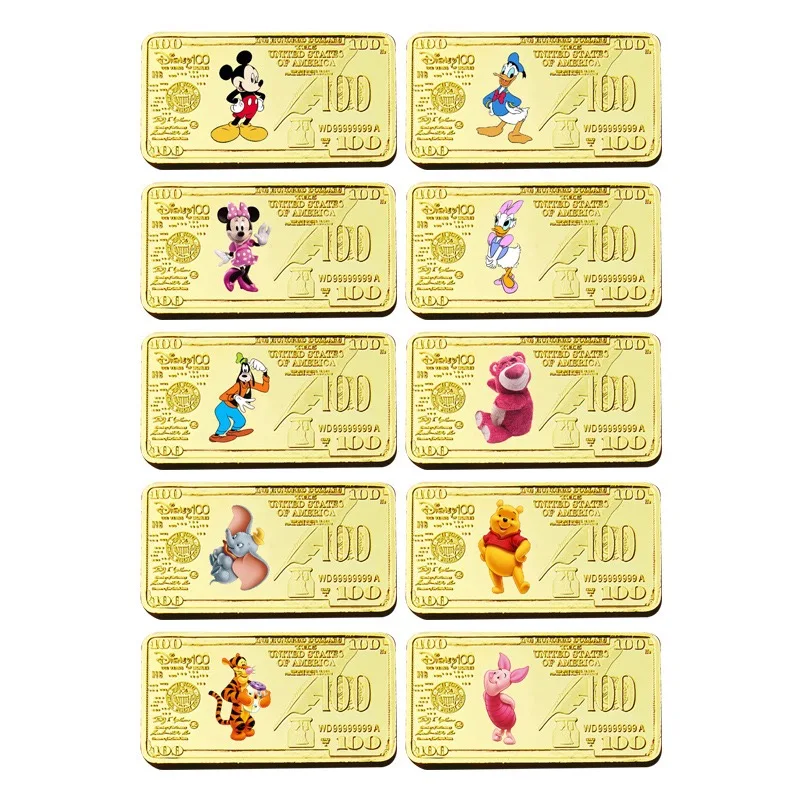 Disney Anime dessin animé classique mignon personnage pièce de monnaie insignes en métal or argent Collection périphériques Fans Mickey Winnie l'ourson