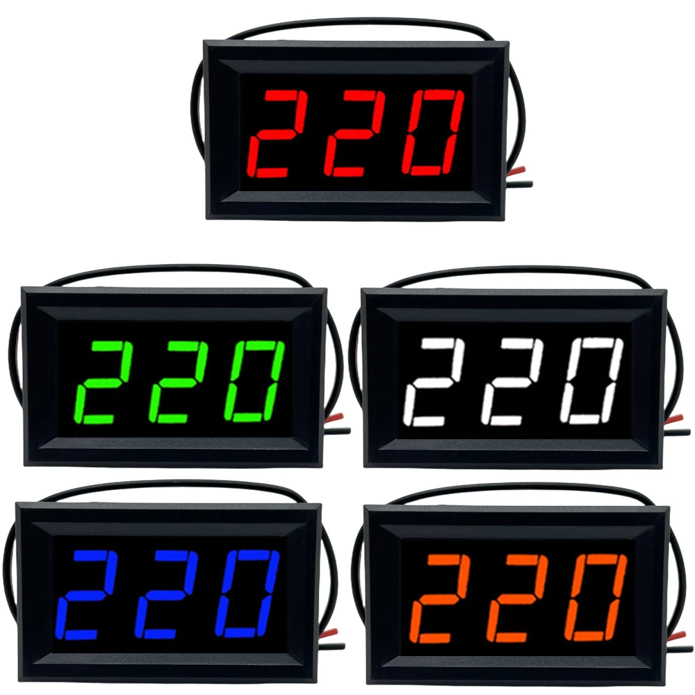 AC 70-500V 0.56 "LED 디지털 전압계 전압 측정기 볼트 도구 도구 2 전선 빨간색 녹색 파란색 디스플레이 110V 220V DIY 0.56 인치