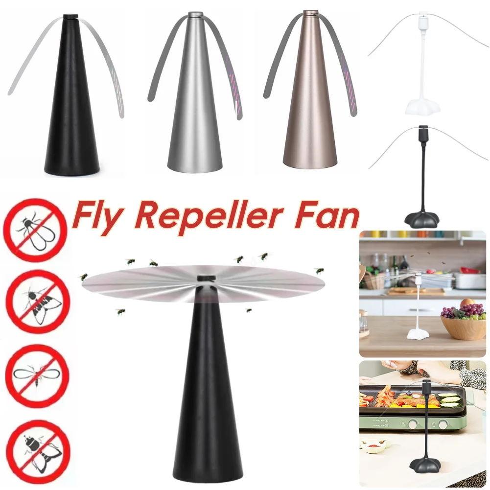 Fly Repeller Fan Portable Automatic Pest Control Fan Chemical-free Keep Flies Away Battery Powered Bugs Repellent Food Protector