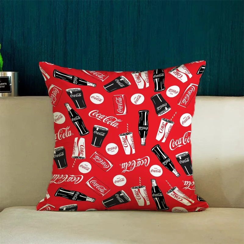 C-Coca C-Cola Cover for Pillow Cases Decorative Home Decor Cushion Covers Bed Pillowcases Cover for Living Room Cushions 45x45