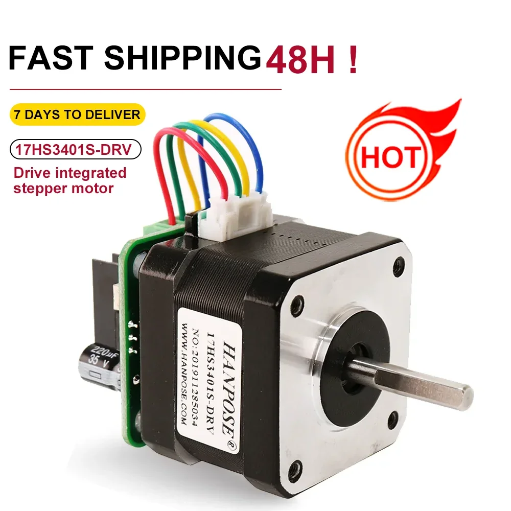 Nema17 Motor 17HS3401S-DRV Two-Phase 1.3A 28N.CM Four Wire Stepping Motor With Micro Back Driver For 3D Printer Accessories