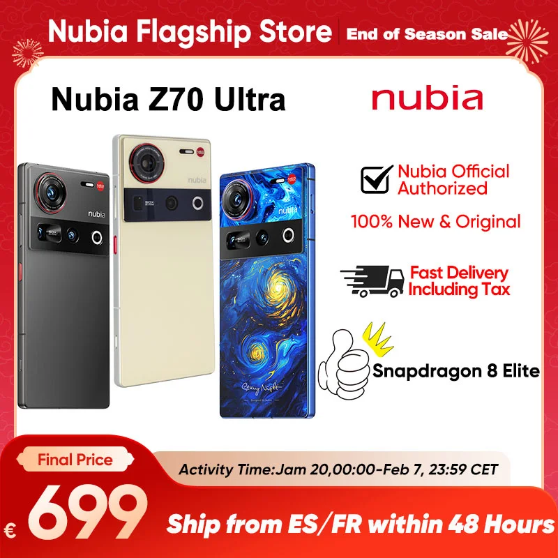 2024 New Nubia Z70 Ultra Snapdragon 8 Elite 5G 6.85 144Hz OLED Display 80W Fast Charging 64MP Camera NFC Global Version Smartphone Google play