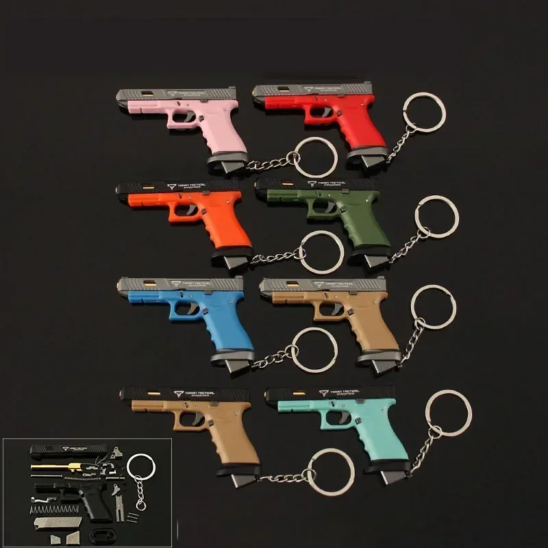 

7cm 1:3 Detachable Gun Keychain Model Semi-alloy Nylon TtiG34 Glock Combat Master Keyrings Accessories Pendant Gifts Collectible