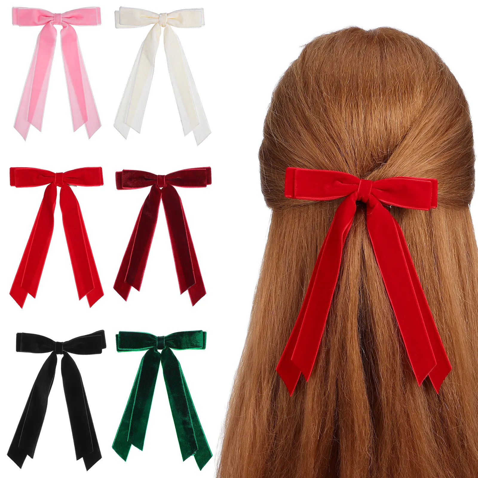 

6 шт. больших заколок для волос с бантом для женщин и девочек, мягкие и удобные, универсальный элегантный дизайн для повседневной носки и особых случаев