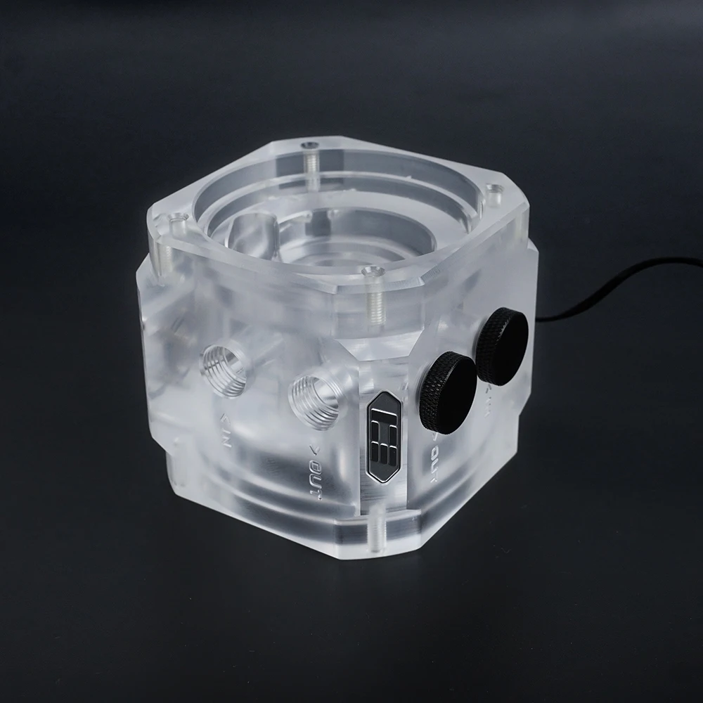 IceManCooler Dual D5 Pump In Series Connect Refit Parts,Double D5 Pump Modify Cover,12CM Fan Mount Hole ,EVO Edition,Acrylic,5V