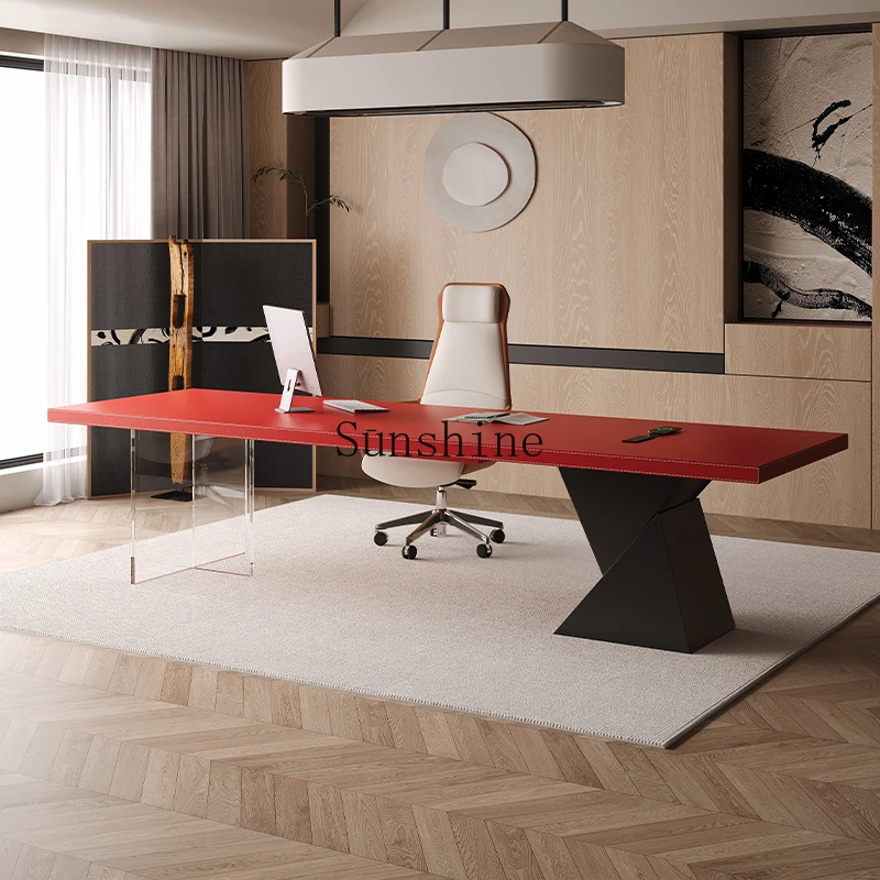 Solid wood small space office boss table single independent ladies desk Italian light luxury high sense