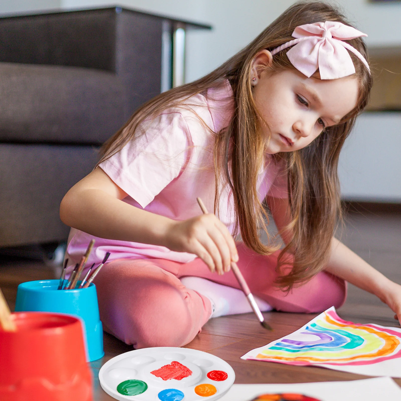 

1pc Washer 3 In 1 Painting Brush Basin With Holder Brush Washing Container Pallet For Oil Paint Watercolor Art Tool Container