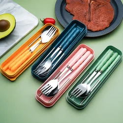 3pcs Portable Dinnerware Kit Spoon Fork Chopstick Set Travel Flatware With Box Set Stainless Steel Travelling Dinnerware Set