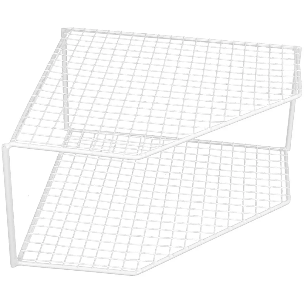 2-Tier Corner Kitchen Pan Rack – Solid Multi-Function Pot & Lid Organizer with Drainage, Countertop Shelf