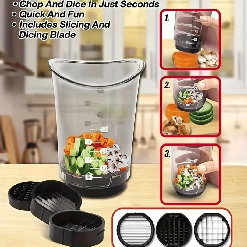Obrázek 6: Multifunkční řezací pohár, zelenina sekáček, dual-use pro krájení, sekání, a dicing, kotleta pohár, chop2cup