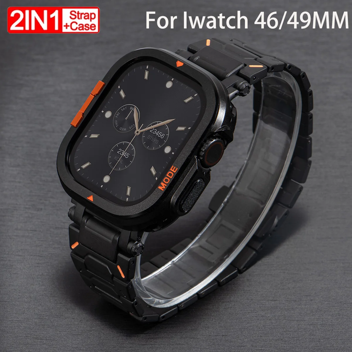 Luxury Metal Cover + Band for Iwatch S11 10/Ultra 3 2 1 Protective Frame Case Man Business Mod Kit for Apple Watch 46 49mm