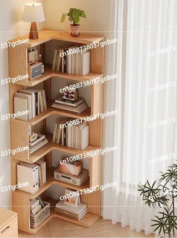 Solid wood corner cabinet Floor-to-ceiling bookshelf Shelf Corner multi-layer storage
