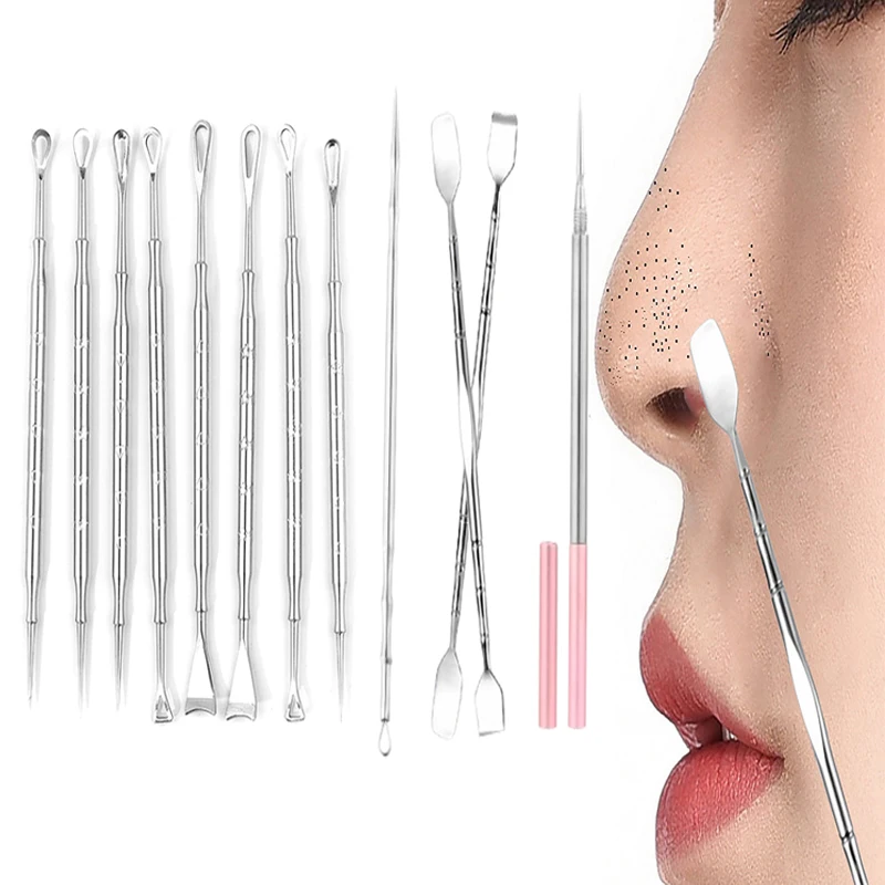 Black Dot Pimple Blackhead Remover Tool Needles For Squeezing Acne Tools Spoon For Face Cleaning Comedone Extractor Pore Cleaner