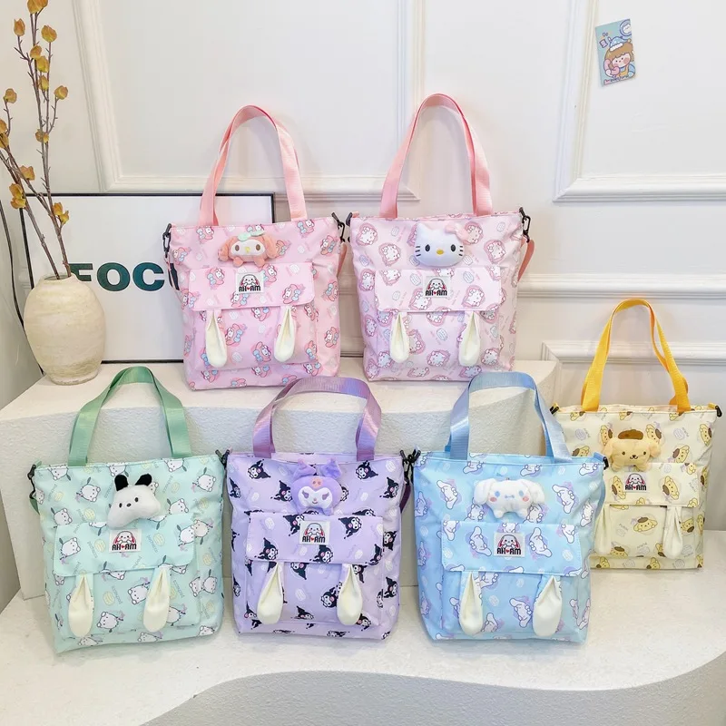 

Sanrio Tote Bag with Ear Hello Kitty Kuromi Melody Crossbody Shoulder Bag Cinnamoroll Handbag Large Capacity Storage Bag