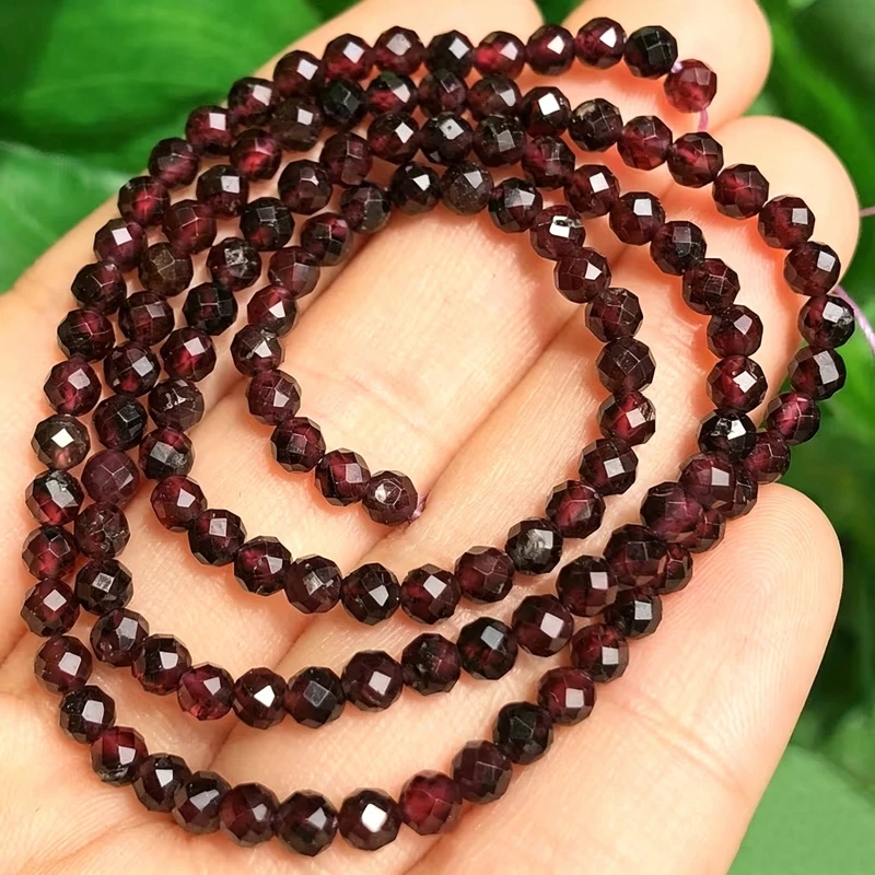 2 3 4 mm natürliche rote Granat-Kristallperlen, facettierte, lose, runde Steinperlen für die Schmuckherstellung, DIY-Armband, Halskette, Ohrringe, Zubehör – Detail 6