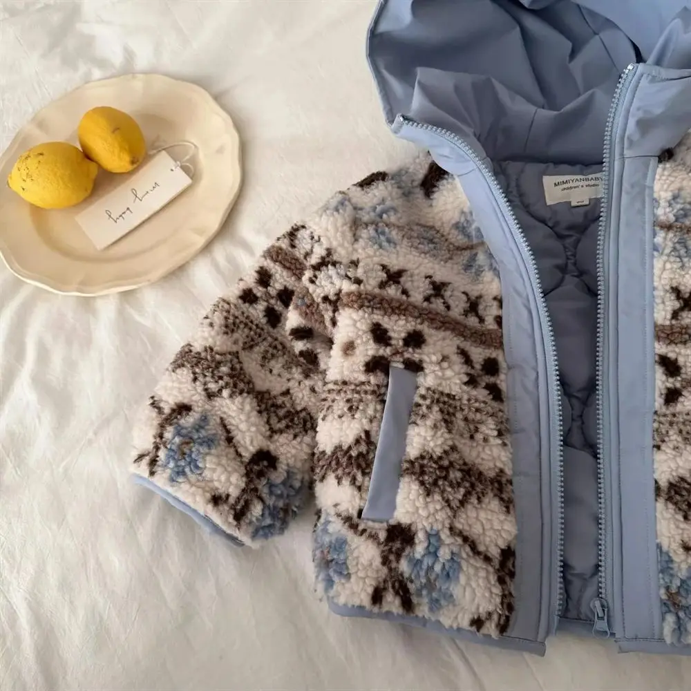 أطفال الصوف معطف مقنع الخريف الشتاء سميكة الدافئة امبسوول سستة القطن الستر للفتيات الفتيان الأطفال ملابس خارجية #6