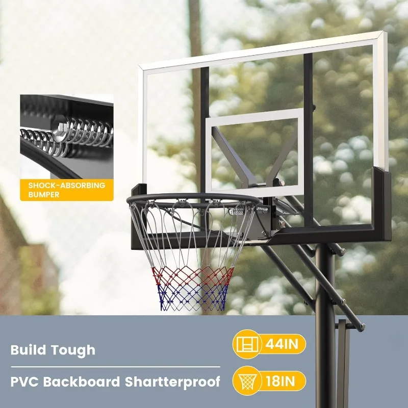 Portable Basketball Hoop with Sandbag Storage Bag for Indoor Outdoor Basketball Game 44 inch Backboard and 18In Rim