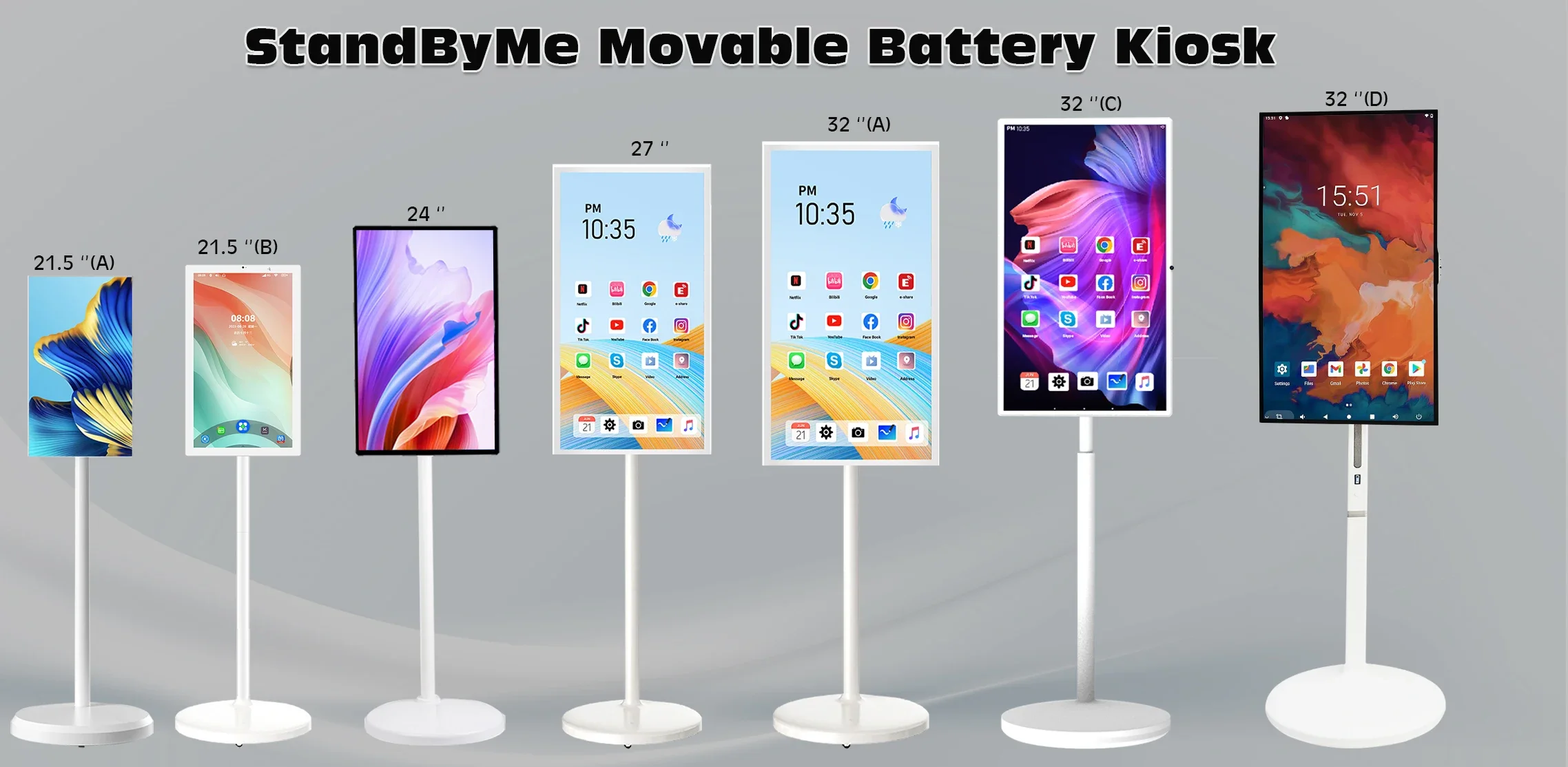 VETO 21.5/24/32 Inch Smart Portable TV Wholesale 4K Smart Interactive Android Wireless Display with 5H-9H Battery Life Powered