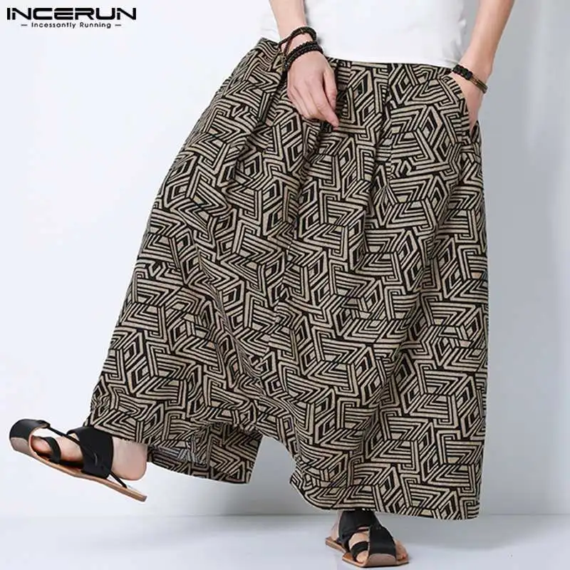 

Chinese Style Men's Pants Ethnic Printing Loose Fitting Trousers Casual Streetwear Male Hot Selling Pantalons S-5XL INCERUN 2023