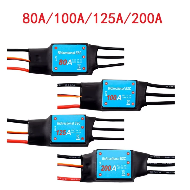 Zmr bidirecional 12a-200a esc sem escova bidirecional para carro de controle remoto hélice subaquática pneumática