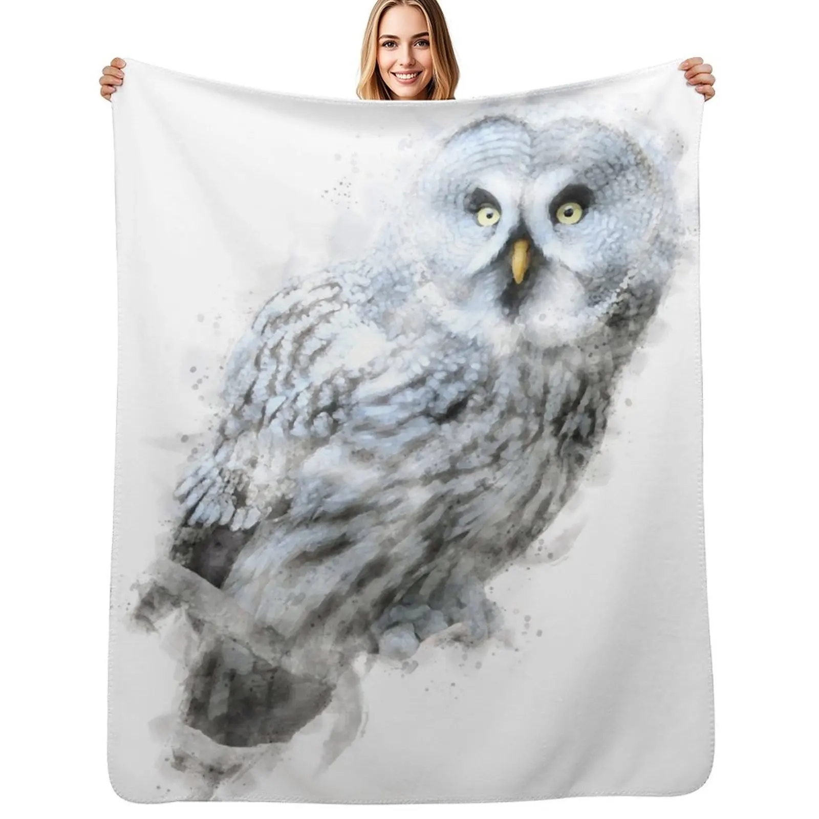 

Great Grey Owl Throw Blanket Warm Cozy Throw Blanket for Living Room Couch