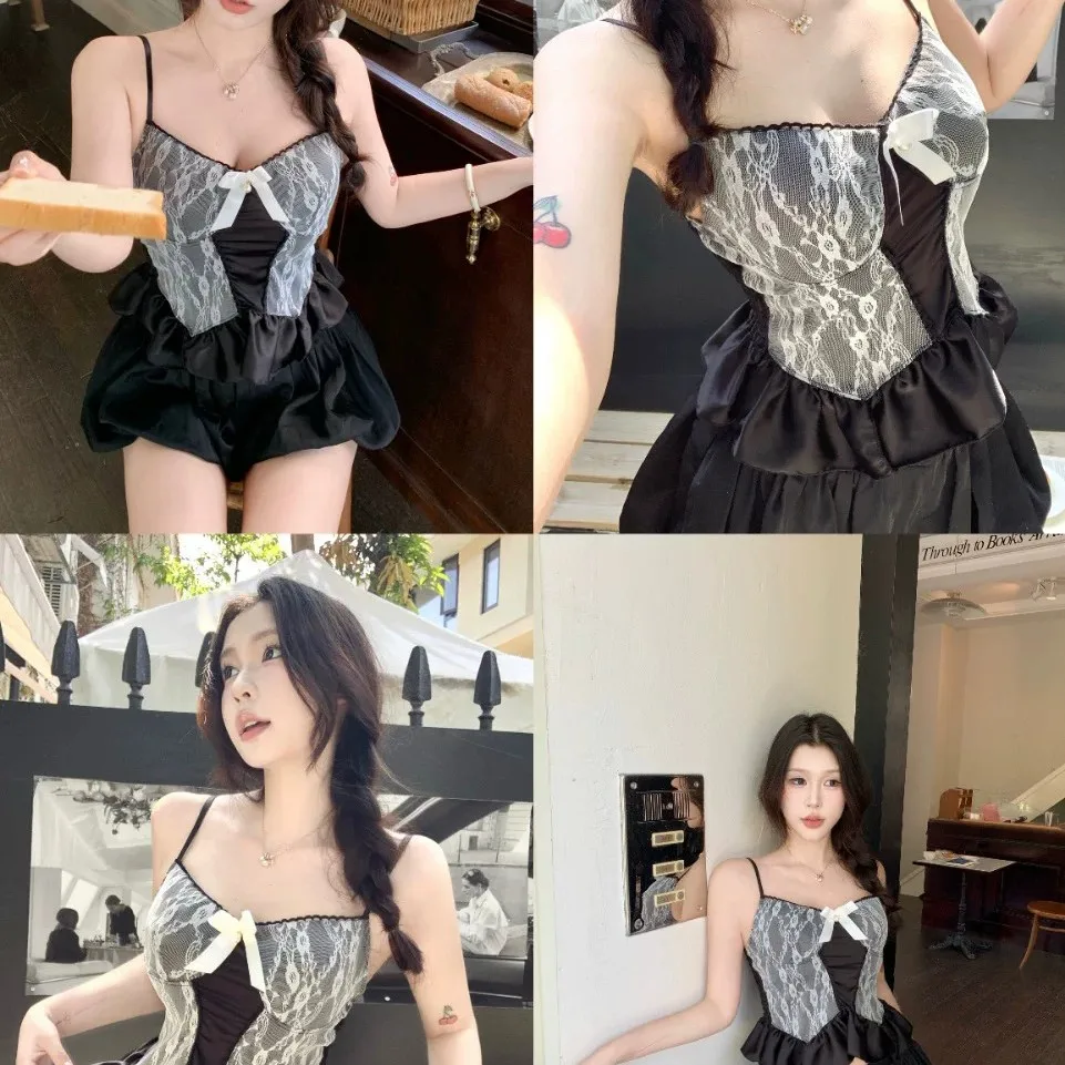 Women's Lace Crop Top Tank Vest Fishbone Design Integrated Base Layer Summer Outerwear Stylish Back Seamless Underwear