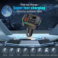 Car FM Transmitter Bluetooth5.3 PD Type-C Duals USB Ambient Player MP3 Music Charger Type-C Receiver Auto Phone Charger
