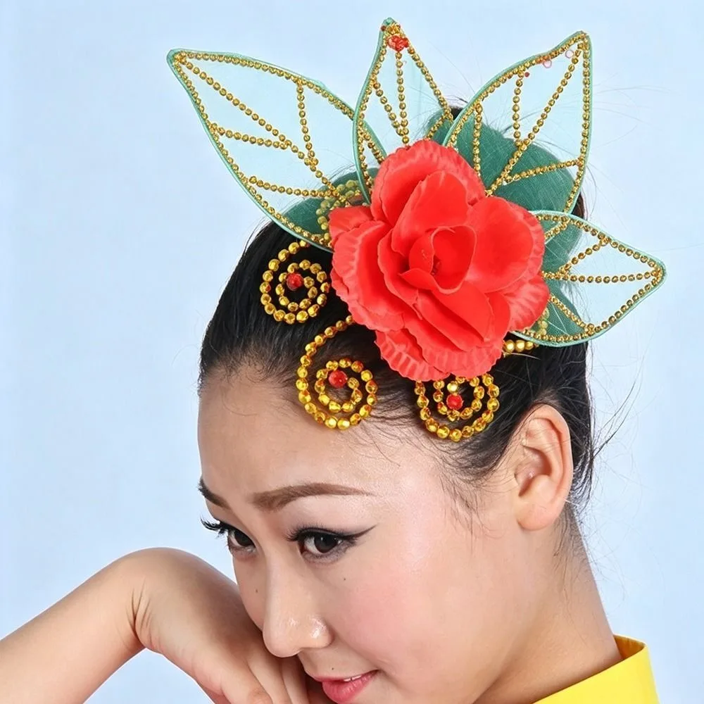 New Floral Style Stage Floral Hair Accessory Decorative Style Glitter Dance Headpiece Plastic Performance Hairpiece Stage Shows