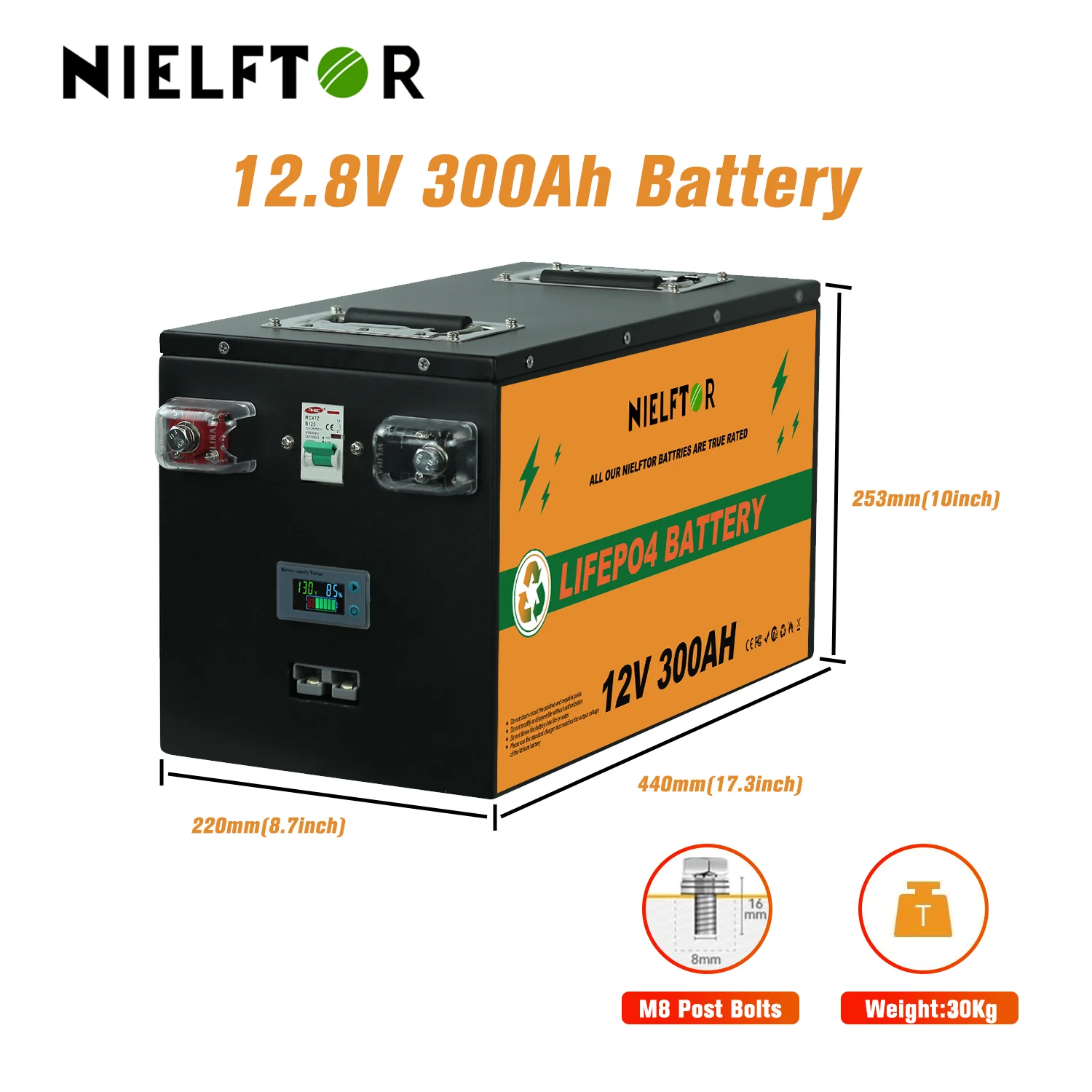 12V 24V 48V 100Ah 200AH 300AH LiFePO4 Battery Built-in BMS Grade A Cells For Golf Cart RV Solar Storage Tax Free PL EU Stock